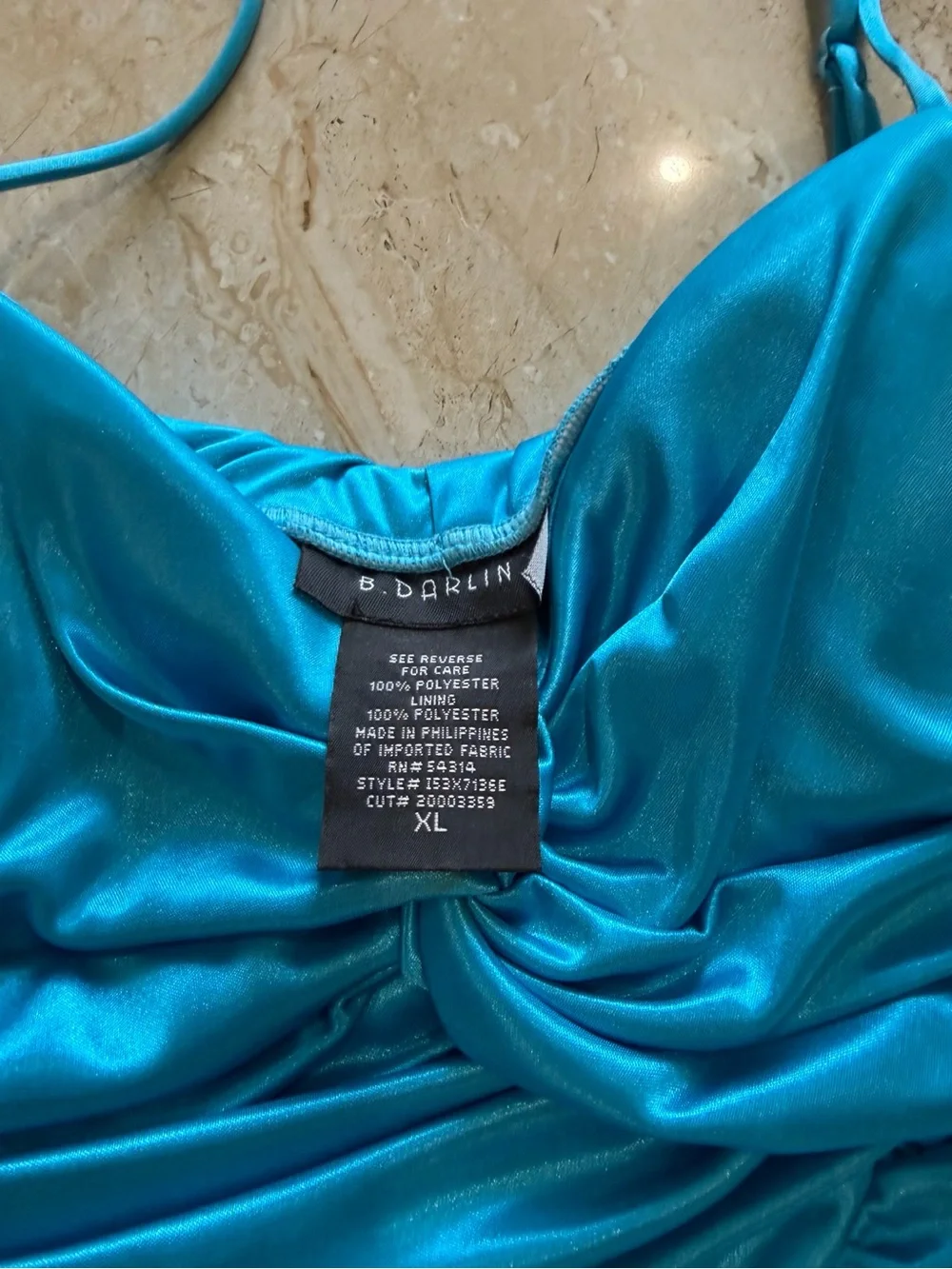 B. Darlin XL Turquoise Ruched Bodycon Mini Dress Spaghetti Strap Party Prom